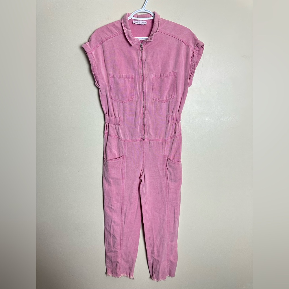 Zara kid Size 13-14 Pink Utility Jumpsuit